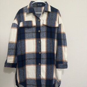SHEIN Blue and Brown Plaid Shirt